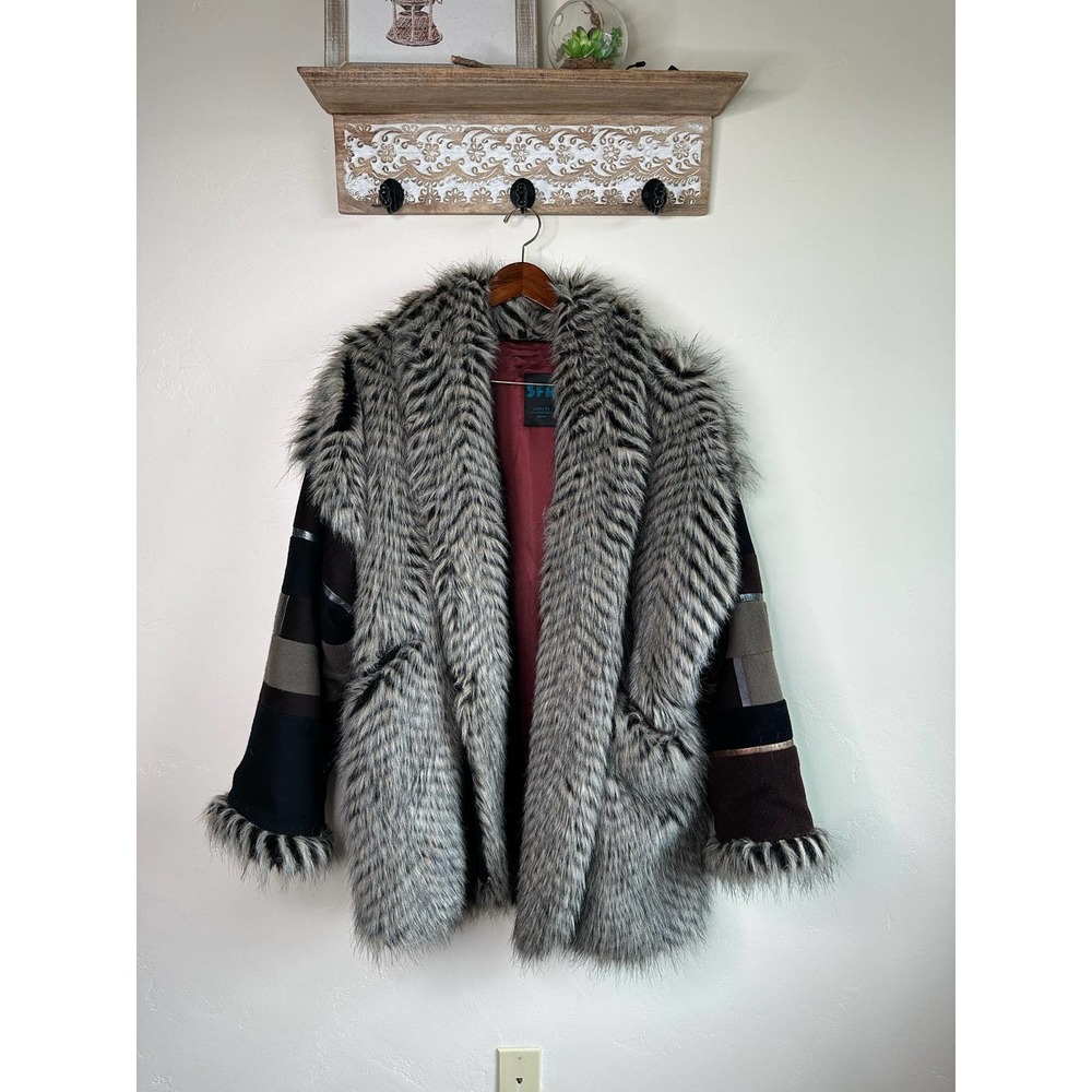 Vintage SFR Santa Fe ReCreations Faux Fur Oversized Patchwork Coat
